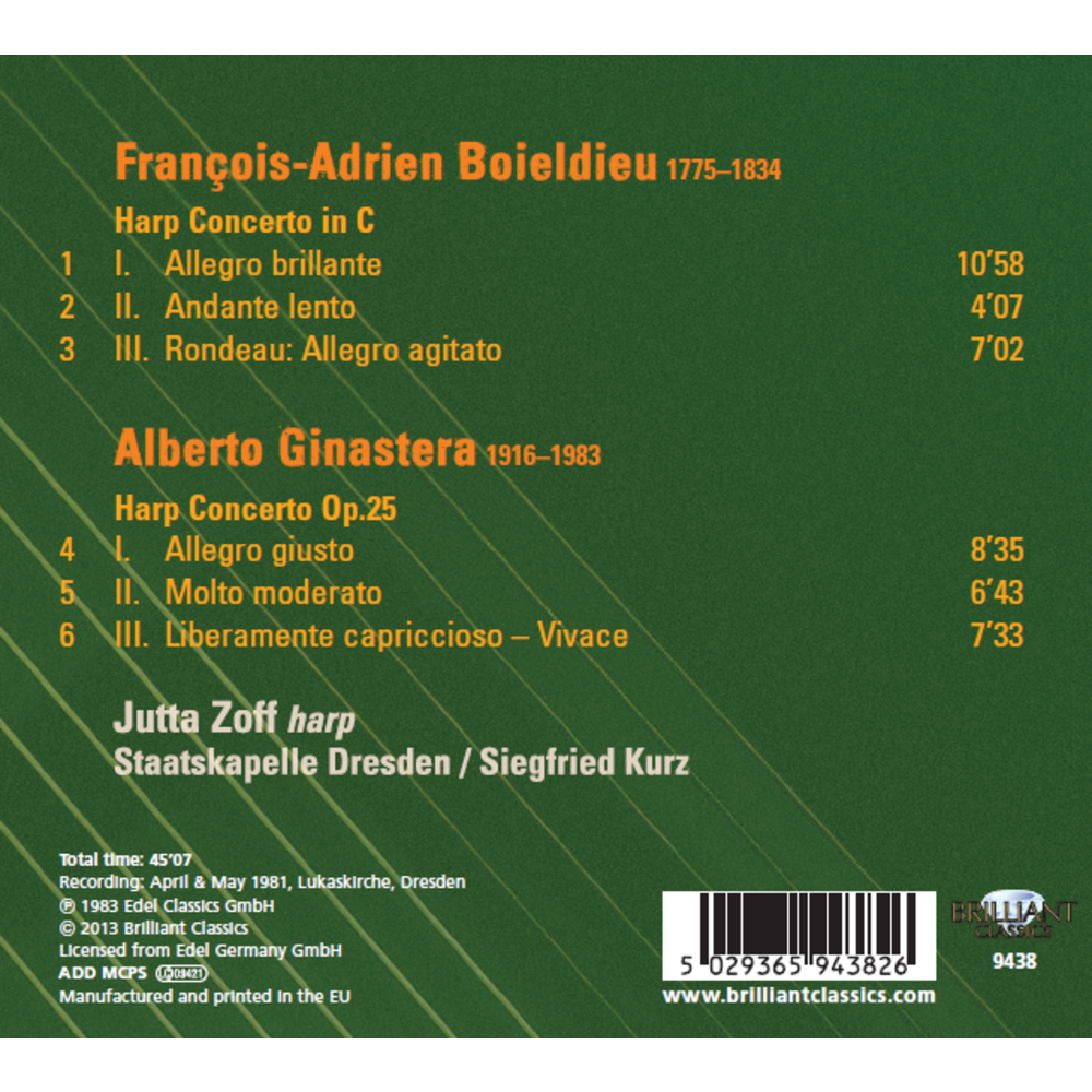 Brilliant Classics Ginastera & Boïeldieu: Harp Concertos