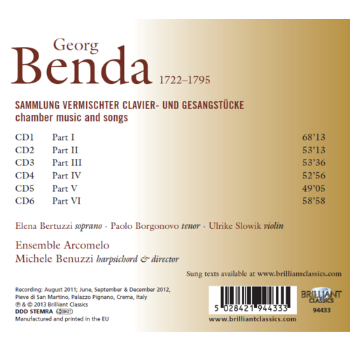 Brilliant Classics Benda: Chamber Music and Songs