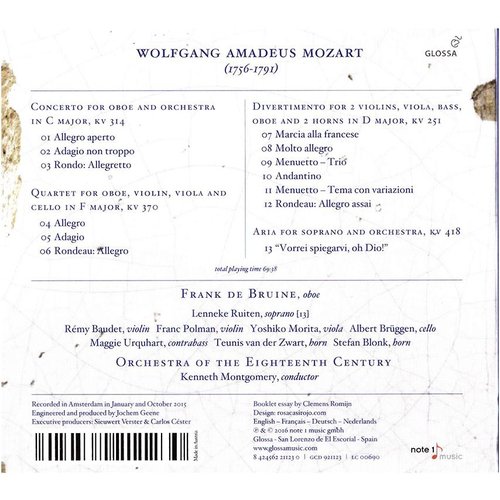 GLOSSA Mozart: Hoboconcert - Orkest van de 18e eeuw