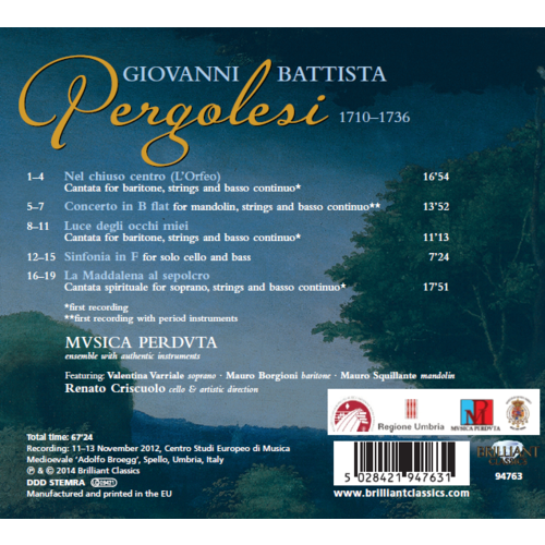 Brilliant Classics Pergolesi: Cantatas and Concertos