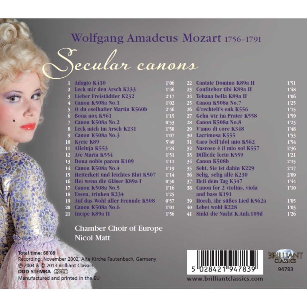 Brilliant Classics Mozart: Gehn wir im Prater, Secular Canons