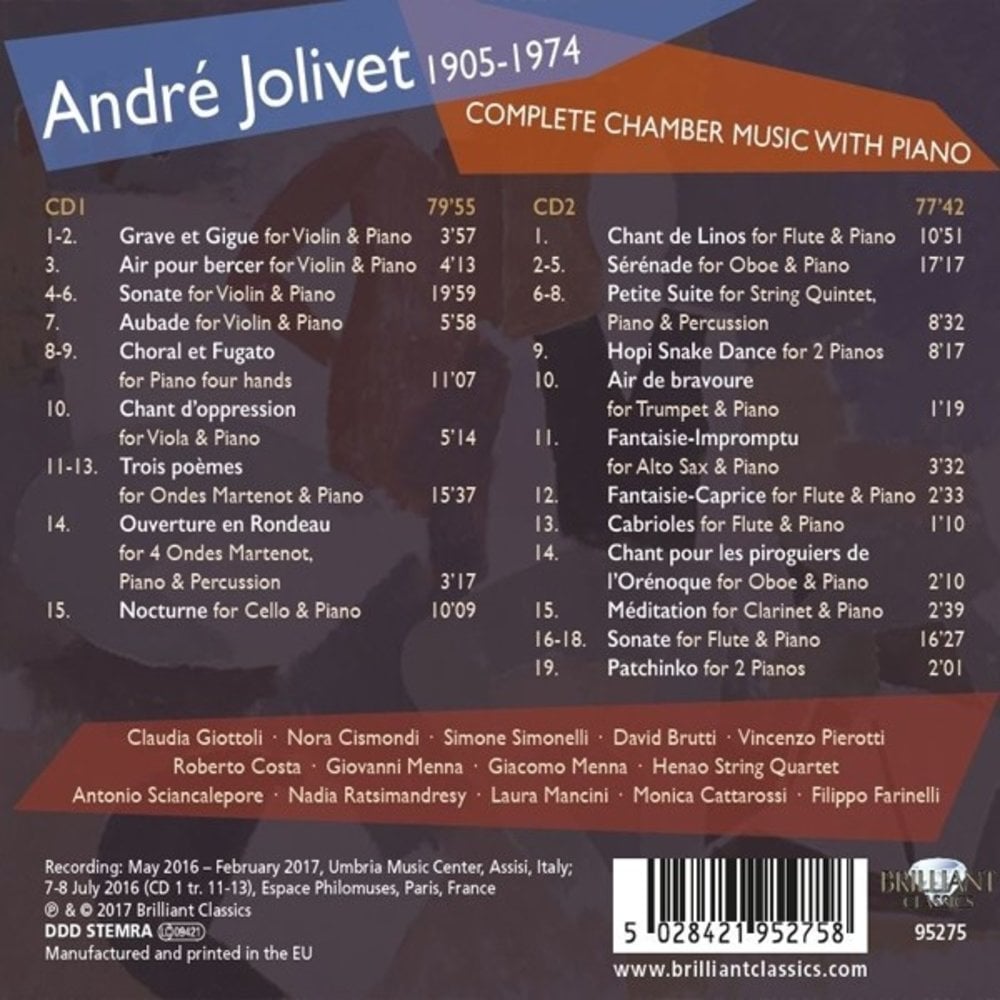 Brilliant Classics Jolivet: Complete Chamber Music with Piano - Filippo Farinelli