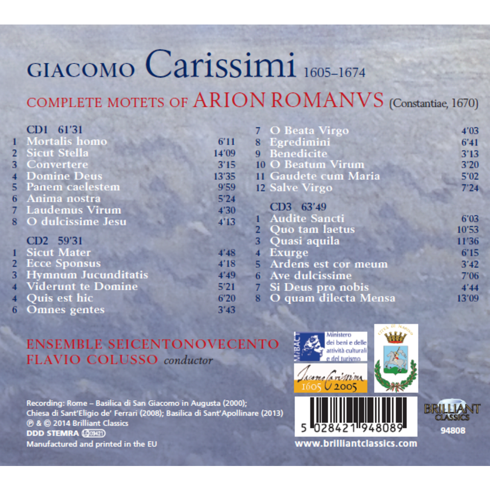 Brilliant Classics Carissimi: Complete Motets of Arion Romanus