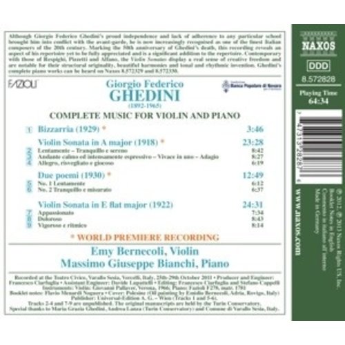 Naxos Ghedini: Music For Violin+Piano