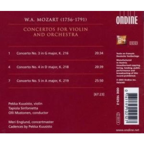 Ondine Violin Concertos 3, 4 & 5