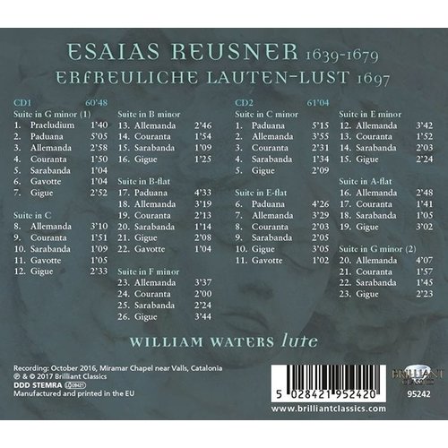 Brilliant Classics REUSNER: Erfreuliche Lauten-Lust; William Waters