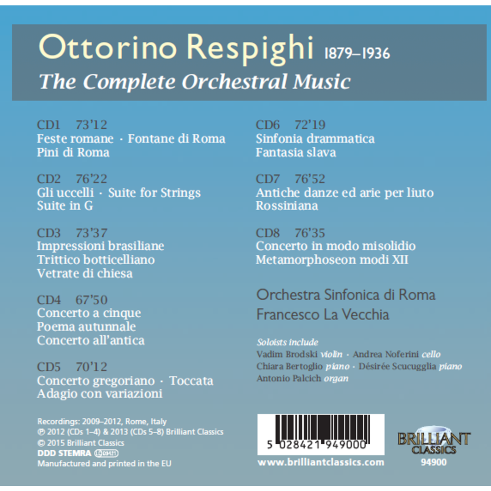 Brilliant Classics Respighi Complete Orchestral Music