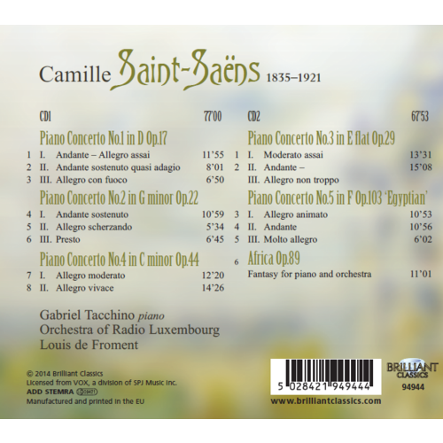 Brilliant Classics Saint-SaÃ«ns: Complete Piano Concertos