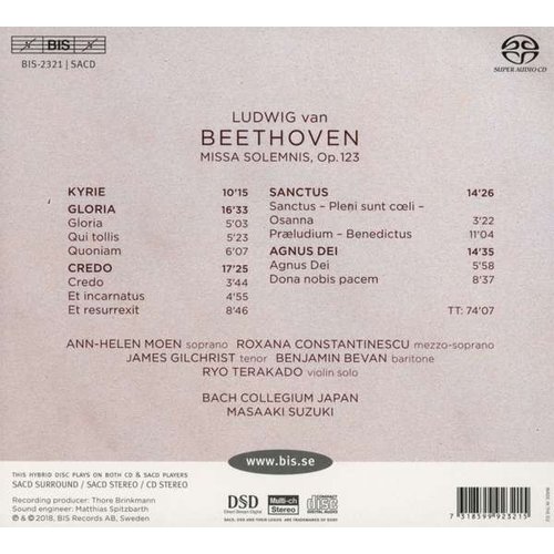BIS Beethoven: Missa Solemnis - Masaaki Suzuki