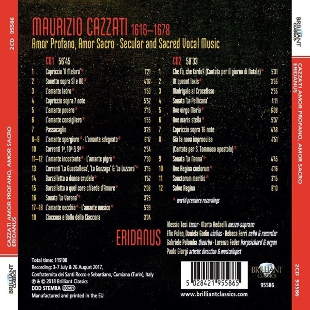Brilliant Classics Cazzati: Amor Sacro, Secular and Sacred Vocal Music