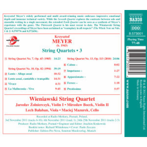 Naxos Meyer: String Quartets 3