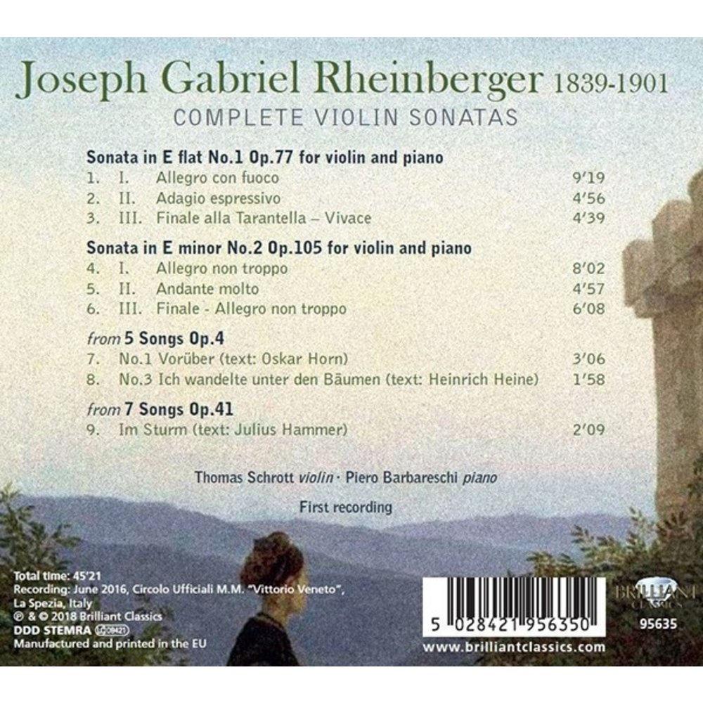 Brilliant Classics Rheinberger: Complete Violin Sonatas - Piero Barbareschi