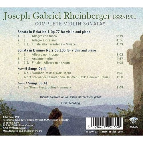 Brilliant Classics Rheinberger: Complete Violin Sonatas - Piero Barbareschi