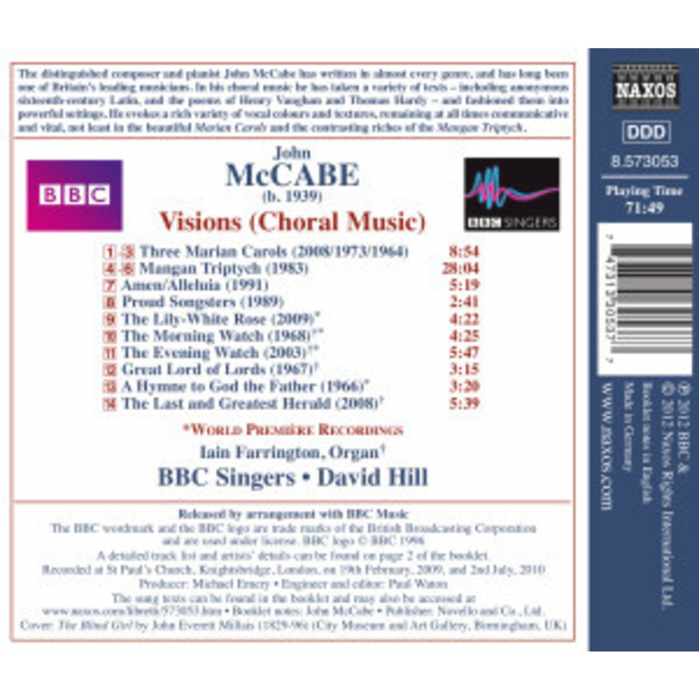 Naxos Mccabe: Visions (Choral Music)