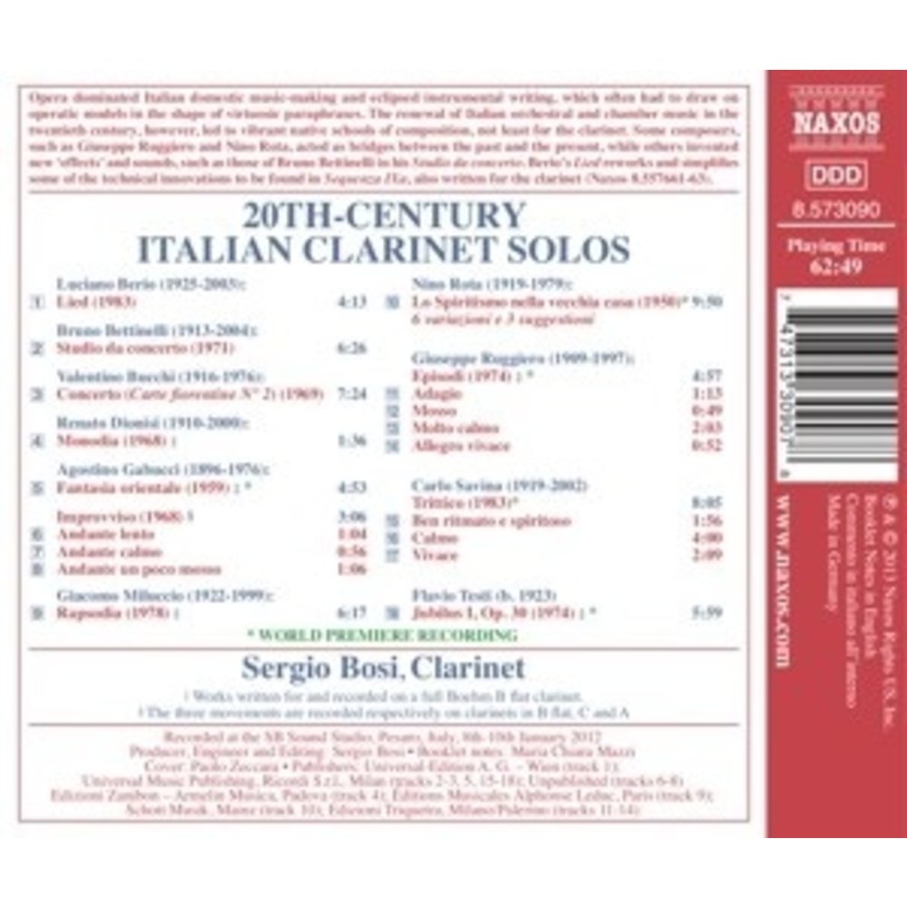 Naxos 20Th Century Italian Clarinet Solos