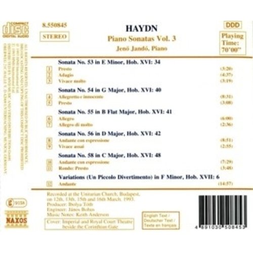 Naxos Haydn: Piano Sonatas Vol.3