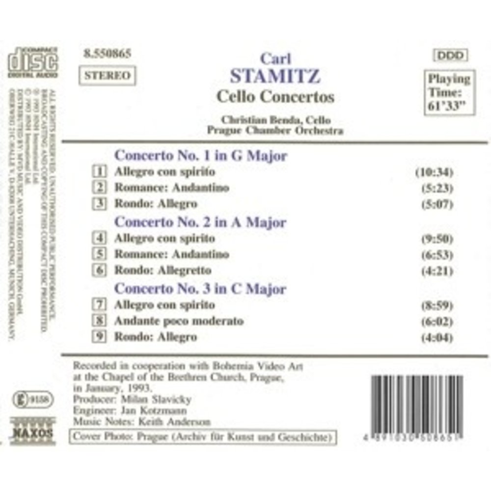 Naxos Stamitz C.:Cello Concertos 1-3
