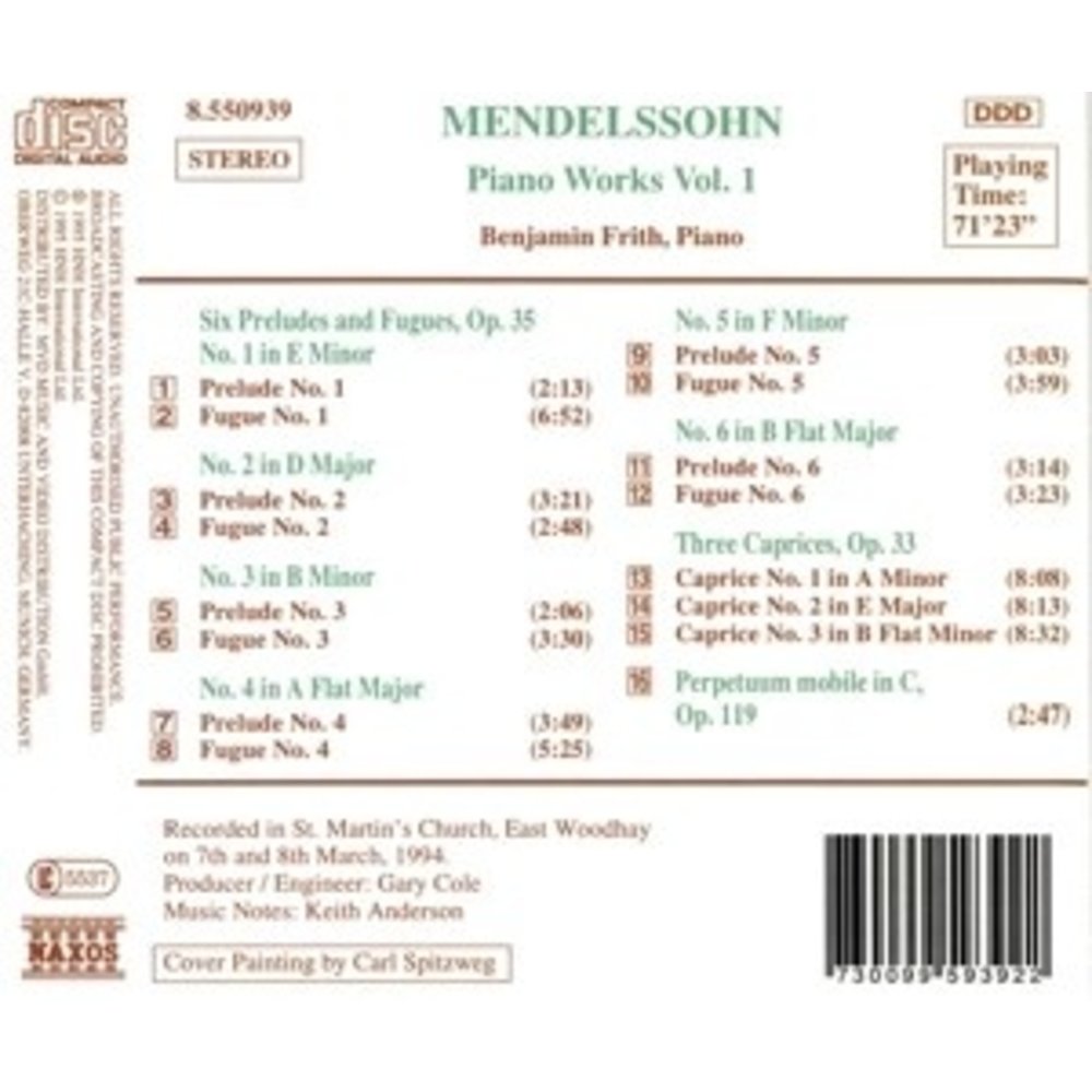 Naxos Mendelssohn: Piano Works Vol.1