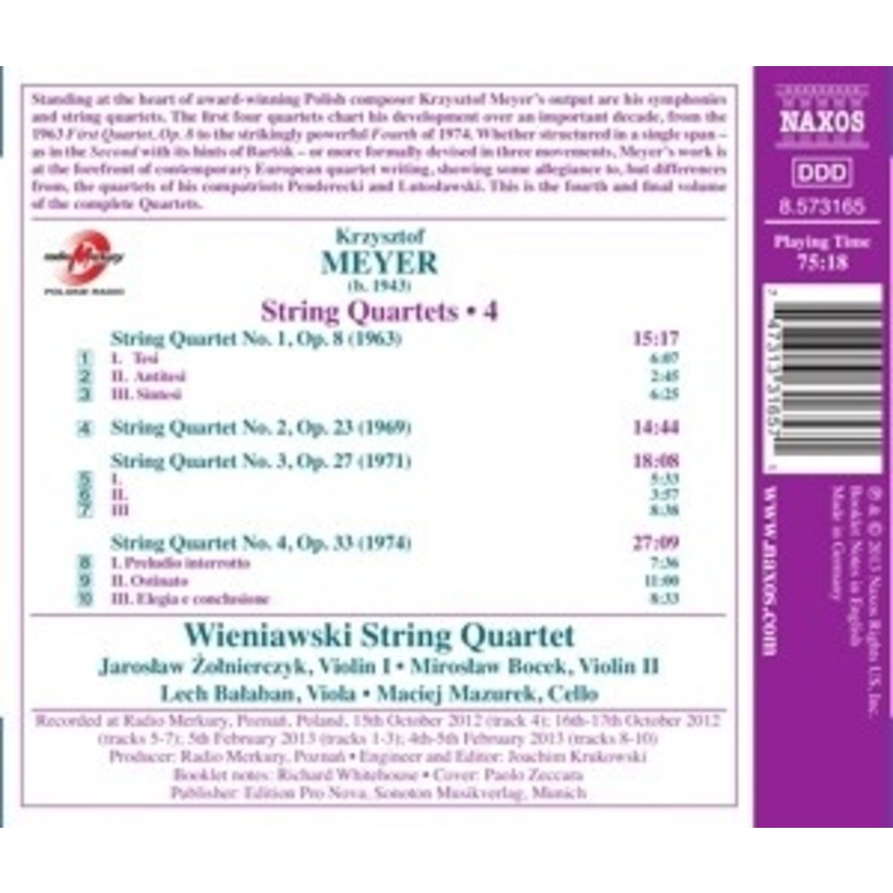 Naxos Meyer: String Quartets 4