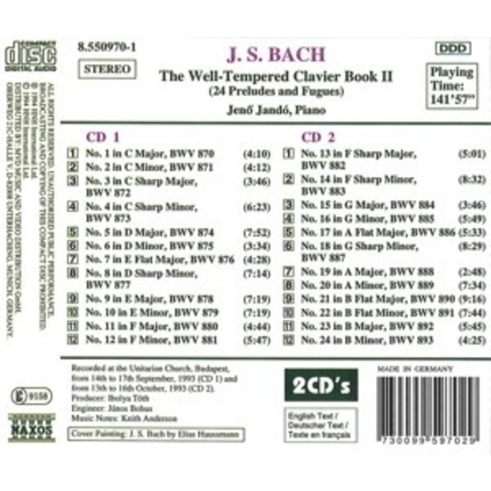 Naxos Bach J.s.:Well-Temp. Clavier 2