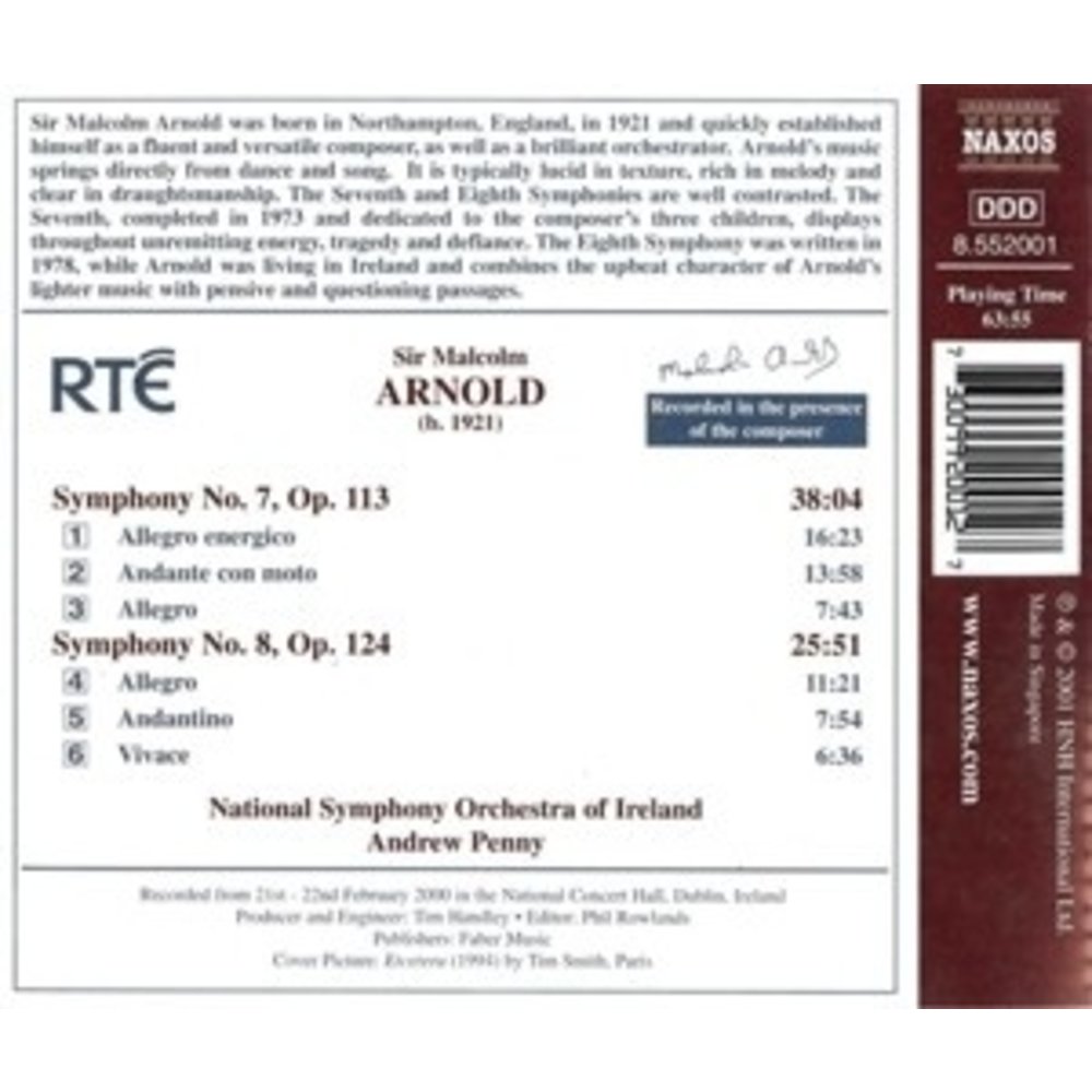 Naxos Arnold: Symphonies Nos.7 & 8