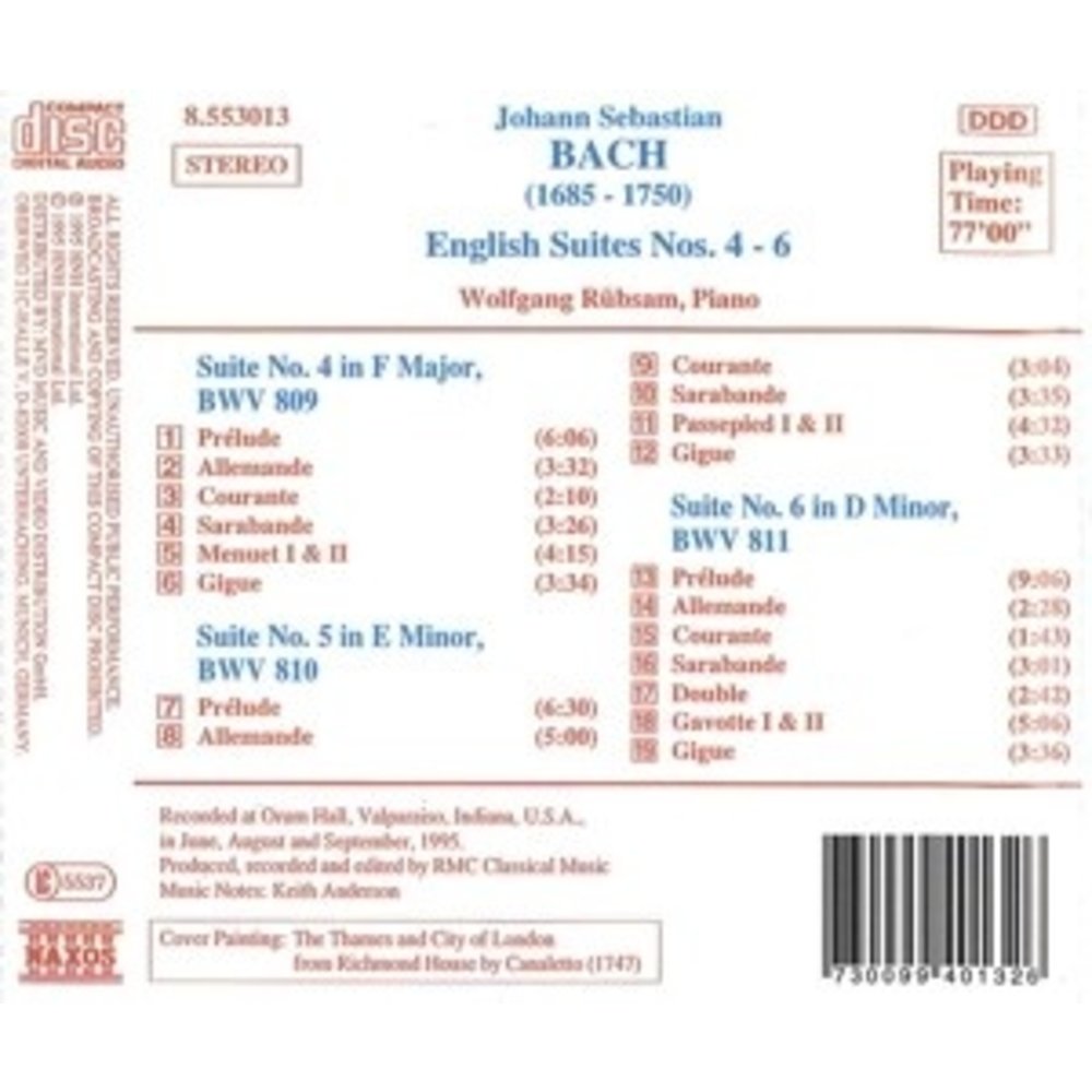 Naxos Bach J. S.: English Suites 4-6