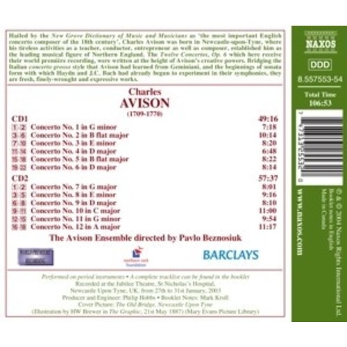 Naxos Avison : 12 Concertos Op. 6