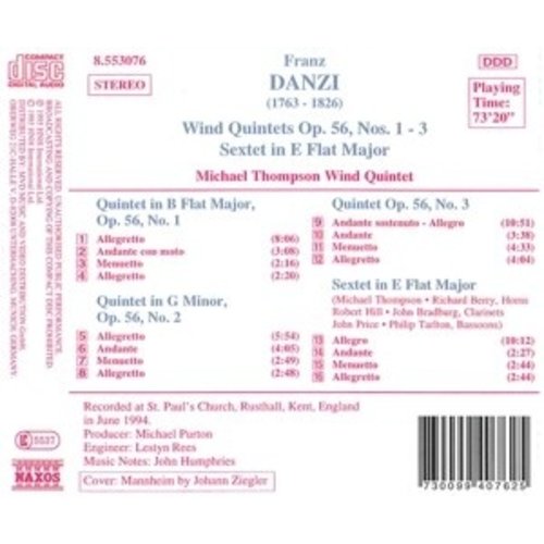 Naxos Danzi: Wind Quintets/Sextet