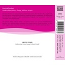 Naxos Mendelssohn: Songs Without Wor Naxos Mendelssohn: Songs Without Wor