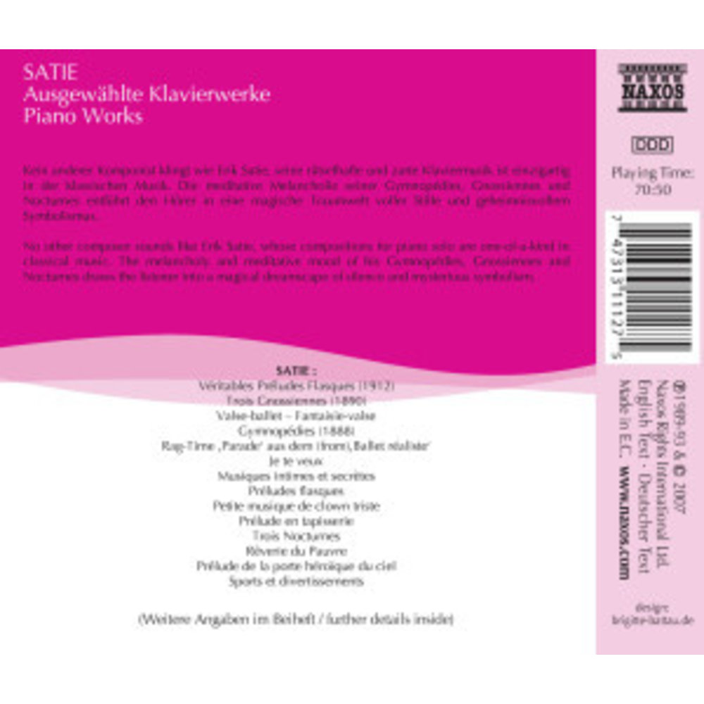 Naxos Satie: Piano Works