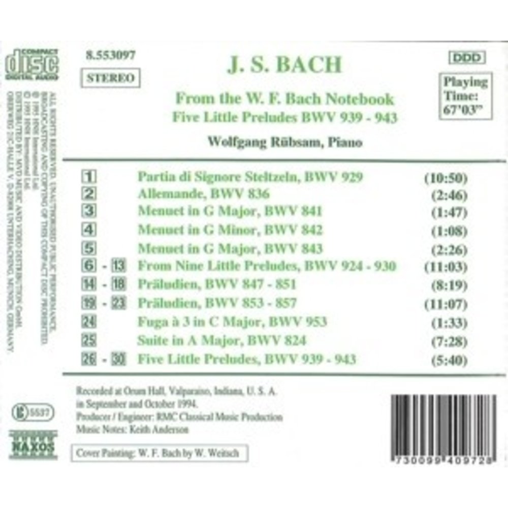 Naxos Bach J.s:from Notebook Of W.f.
