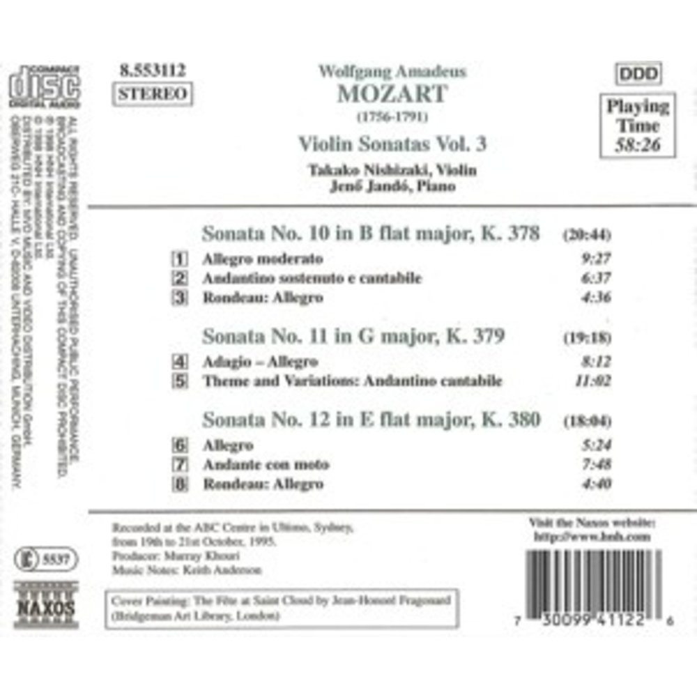 Naxos Mozart: Violin Sonatas 10-12