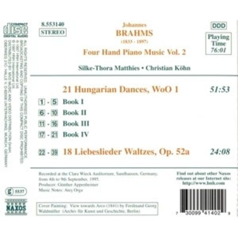 Naxos Brahms:4 Hand Piano Mus. Vol.2