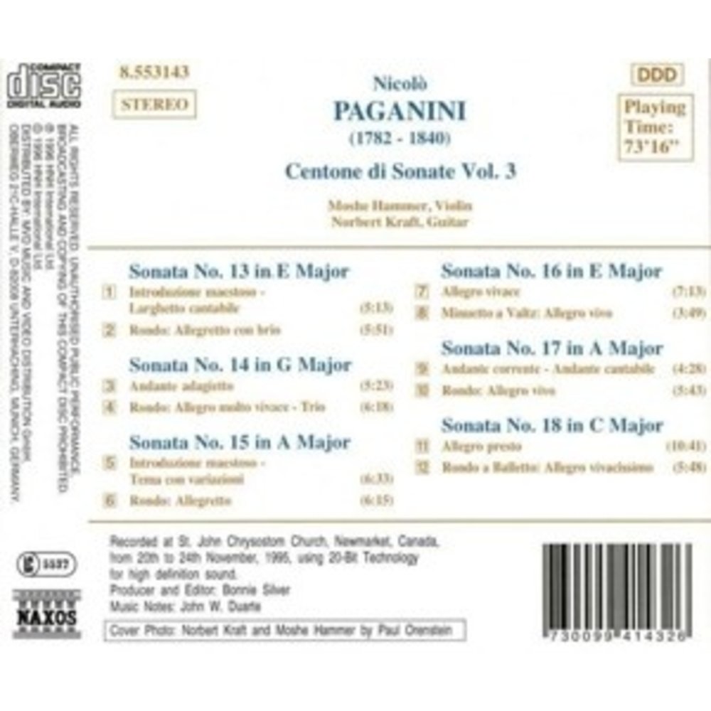Naxos Paganini:centone Di Son. Vol.3