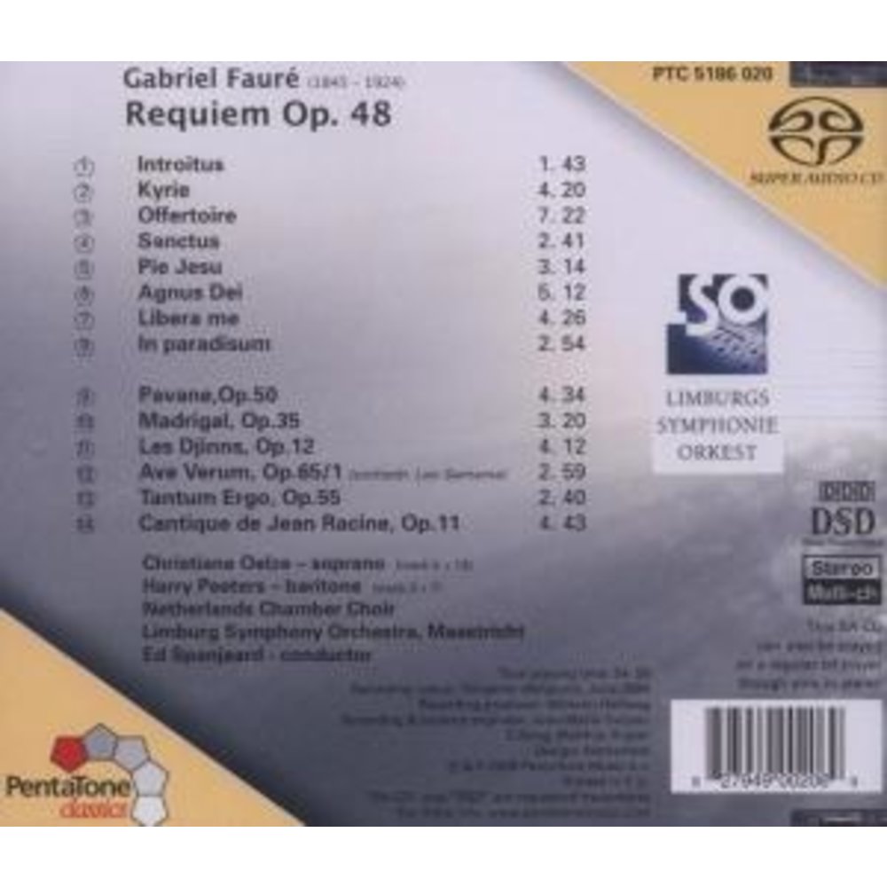 Pentatone Fauré: Requiem/Cantique/Pavane