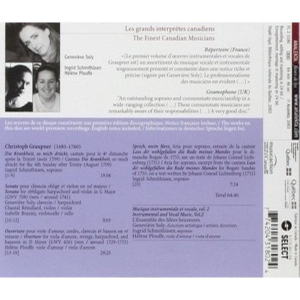 Graupner: Cantate, Sonate, Ouv