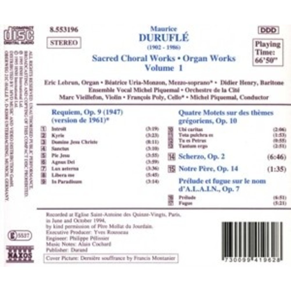 Naxos Durufle: Requiem/4 Motets Etc.