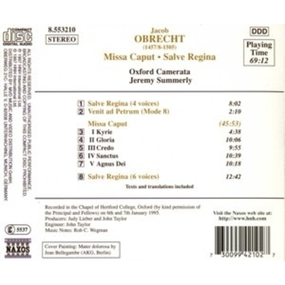Naxos Obrecht:missa Caput.salve Regi