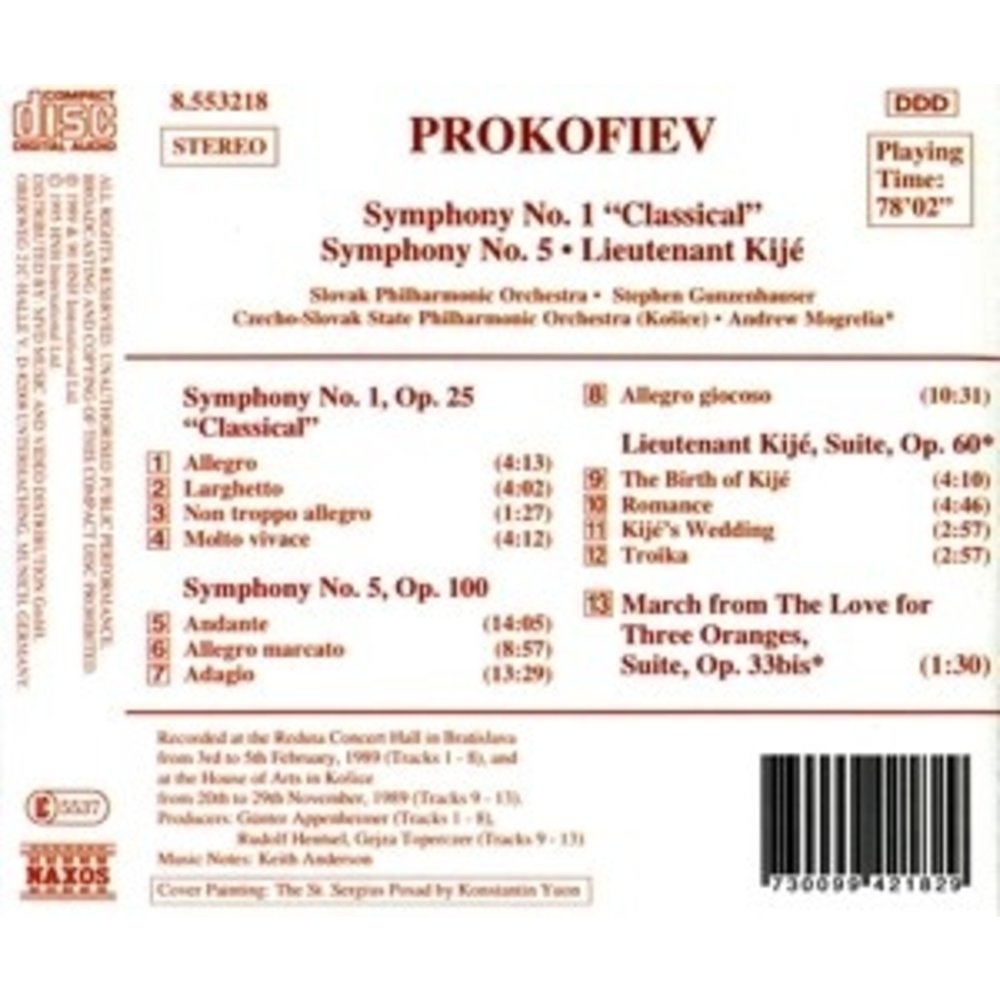 Naxos Prokofiev: Symphonies 1&5 Etc.