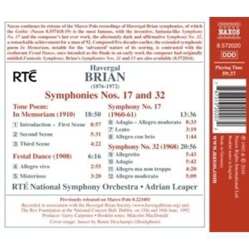 Naxos Brian: Symphonie Nos. 17+32