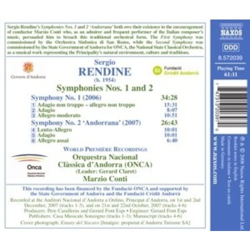 Naxos Rendine: Symphonies Nos. 1 & 2