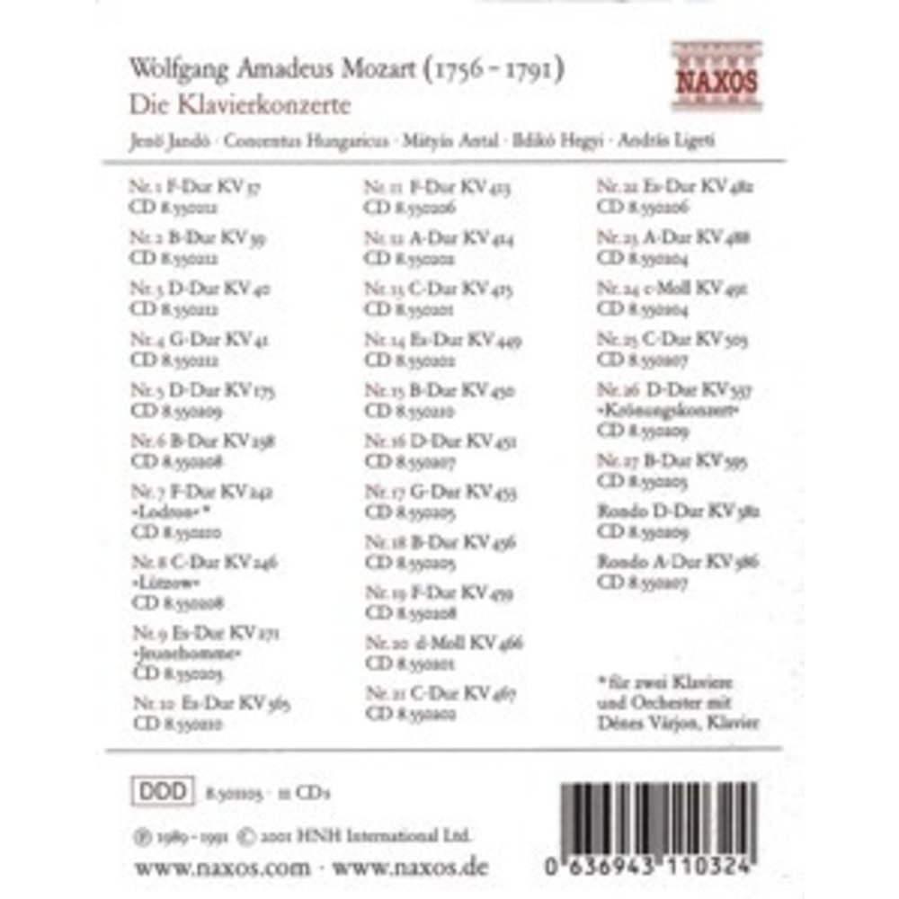 Naxos Mozart: Die Klavierkonzerte