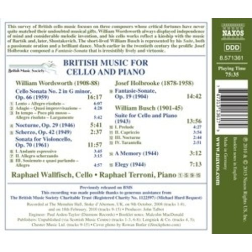 Naxos British Music For Cello And Piano