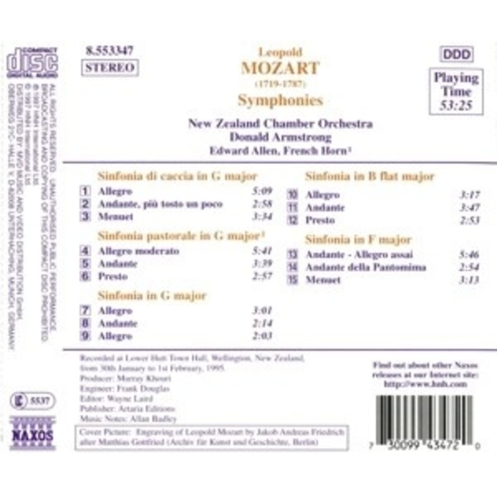 Naxos Mozart Leopold: Symphonies