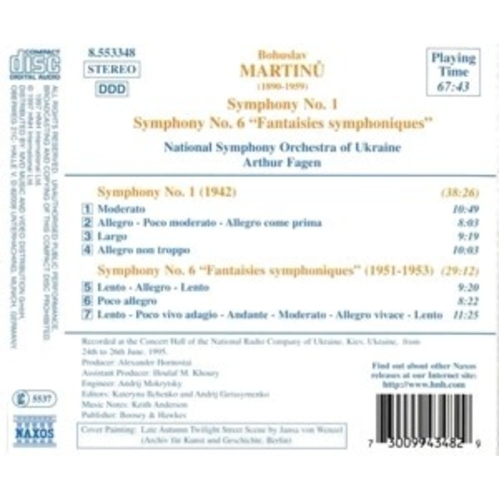 Naxos Martinu:sym. Nos.  1 & 6