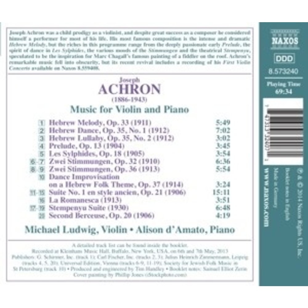 Naxos Music For Violin And Piano (Hebrew Melody, Suite N