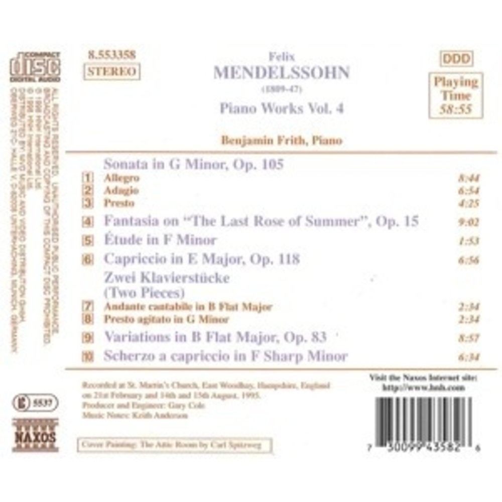 Naxos Mendelssohn: Piano Works 4