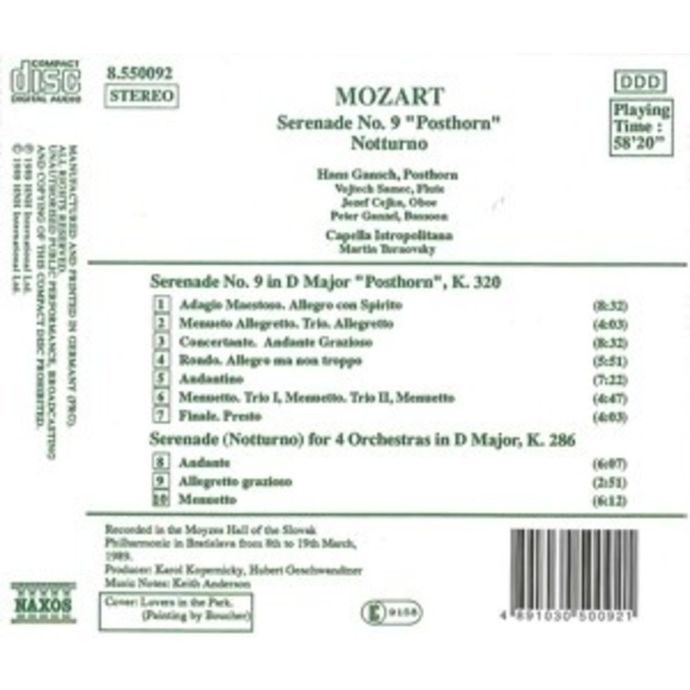 Naxos Mozart: Posthorn Ser./Notturno