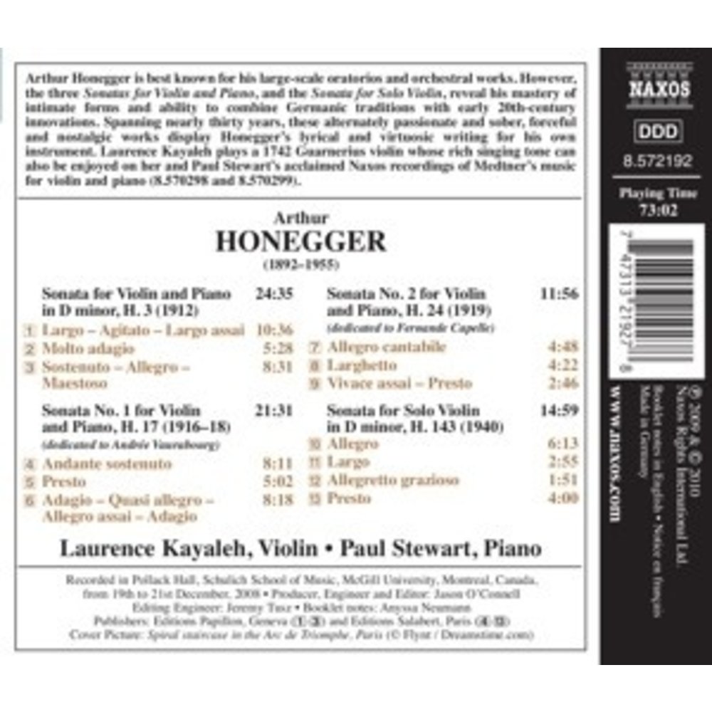 Naxos Honegger: Compl. Violin Sonatas
