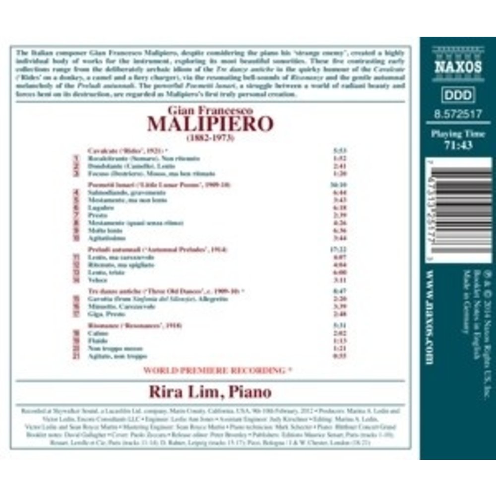 Naxos Piano Works: Cavalcate, Poemetti Lunari, Preludi A